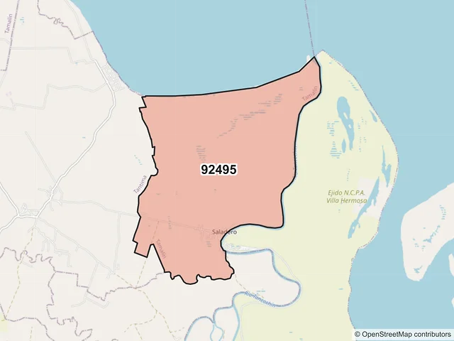 Mapa del código postal 92495, Tamalín, Veracruz de Ignacio de la Llave