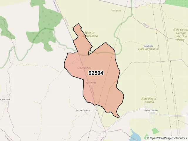 Mapa del código postal 92504, Cerro Azul, Veracruz de Ignacio de la Llave