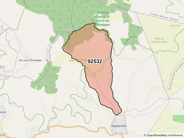 Mapa del código postal 92532, Tepetzintla, Veracruz de Ignacio de la Llave