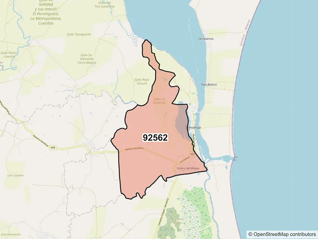 Mapa del código postal 92562, Tamiahua, Veracruz de Ignacio de la Llave