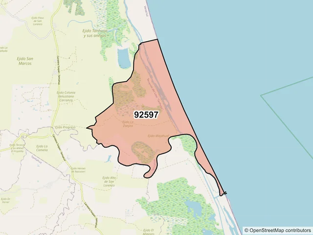 Mapa del código postal 92597, Tamiahua, Veracruz de Ignacio de la Llave