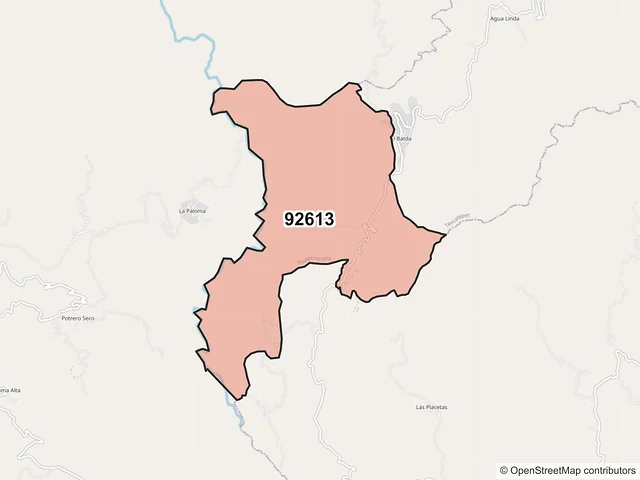 Mapa del código postal 92613, Huayacocotla, Veracruz de Ignacio de la Llave