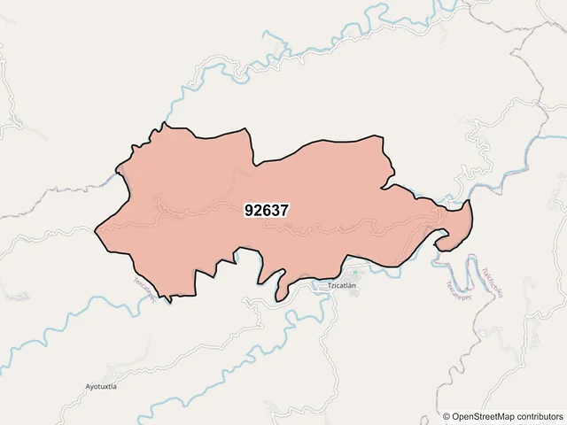 Mapa del código postal 92637, Zontecomatlán de López y Fuentes, Veracruz de Ignacio de la Llave