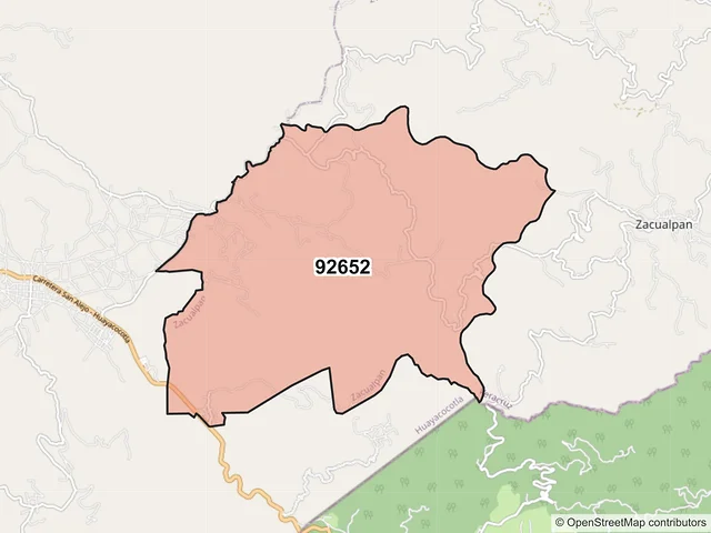 Mapa del código postal 92652, Zacualpan, Veracruz de Ignacio de la Llave