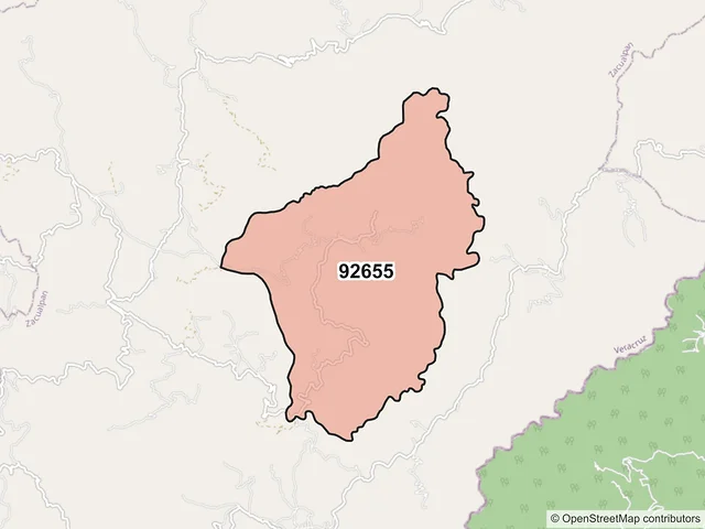 Mapa del código postal 92655, Zacualpan, Veracruz de Ignacio de la Llave
