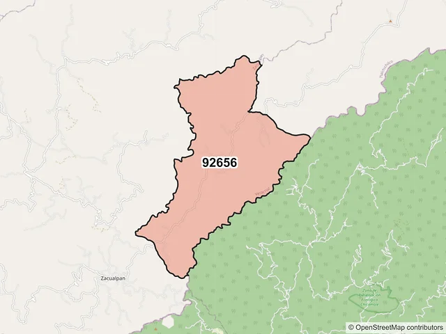 Mapa del código postal 92656, Zacualpan, Veracruz de Ignacio de la Llave