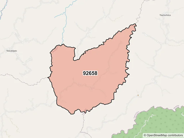 Mapa del código postal 92658, Zacualpan, Veracruz de Ignacio de la Llave
