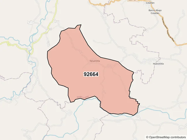 Mapa del código postal 92664, Benito Juárez, Veracruz de Ignacio de la Llave
