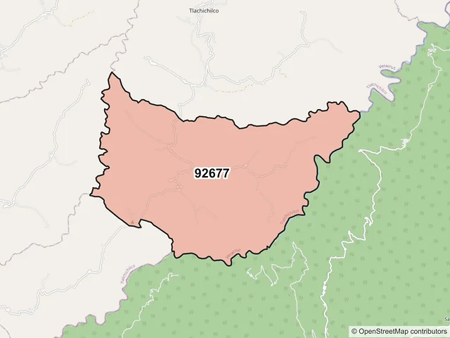 Mapa del código postal 92677, Tlachichilco, Veracruz de Ignacio de la Llave