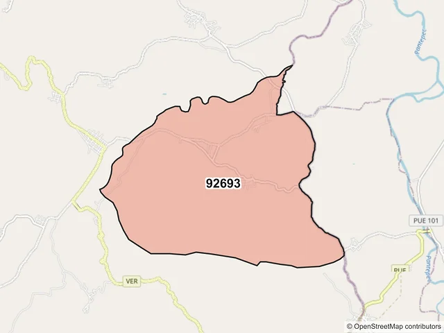Mapa del código postal 92693, Ixhuatlán de Madero, Veracruz de Ignacio de la Llave