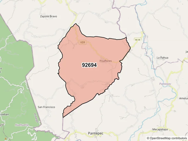 Mapa del código postal 92694, Ixhuatlán de Madero, Veracruz de Ignacio de la Llave
