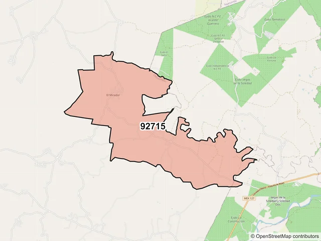 Mapa del código postal 92715, Chicontepec, Veracruz de Ignacio de la Llave