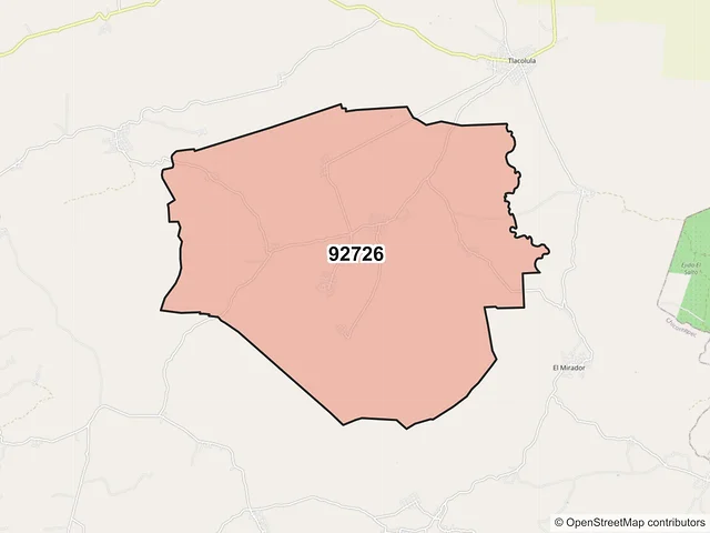 Mapa del código postal 92726, Chicontepec, Veracruz de Ignacio de la Llave