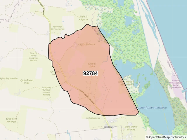 Mapa del código postal 92784, Tuxpan, Veracruz de Ignacio de la Llave