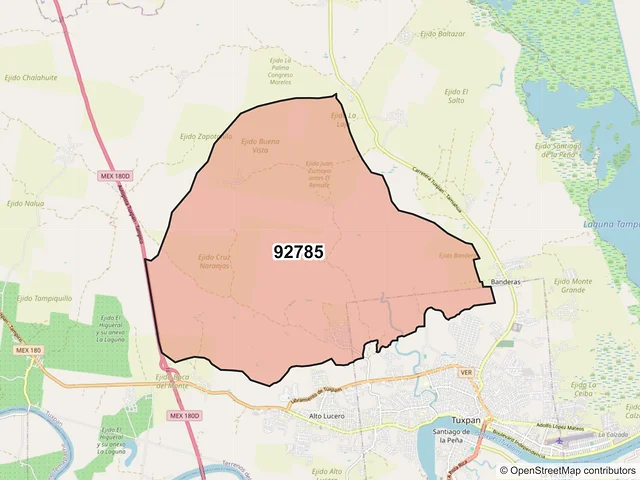 Mapa del código postal 92785, Tuxpan, Veracruz de Ignacio de la Llave