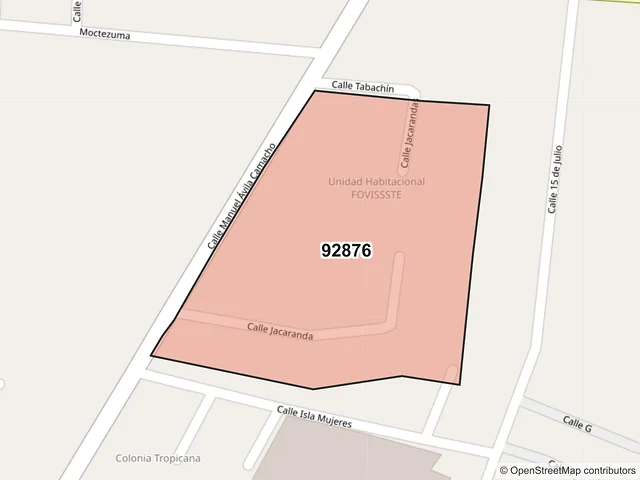 Mapa del código postal 92876, Tuxpan, Veracruz de Ignacio de la Llave