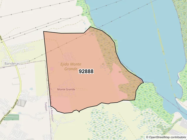 Mapa del código postal 92888, Tuxpan, Veracruz de Ignacio de la Llave