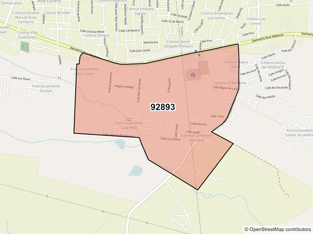 Mapa del código postal 92893, Tuxpan, Veracruz de Ignacio de la Llave