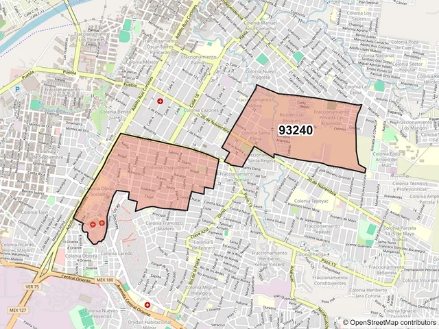 Mapa del código postal 93240, Poza Rica de Hidalgo, Veracruz de Ignacio de la Llave