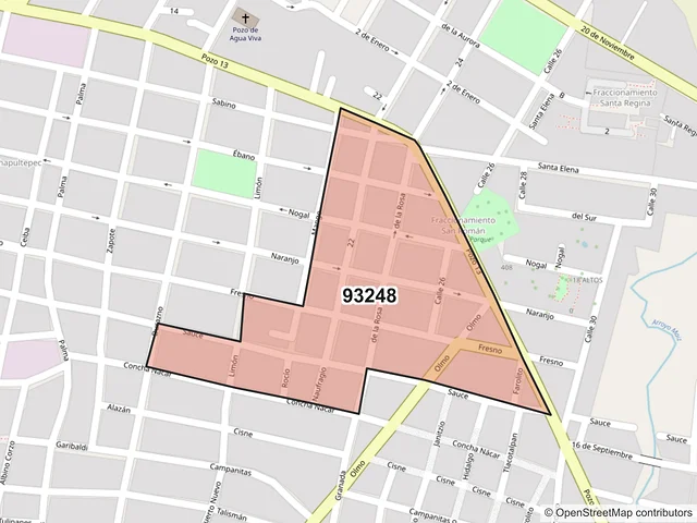 Mapa del código postal 93248, Poza Rica de Hidalgo, Veracruz de Ignacio de la Llave