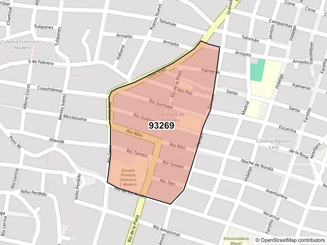 Mapa del código postal 93269, Poza Rica de Hidalgo, Veracruz de Ignacio de la Llave