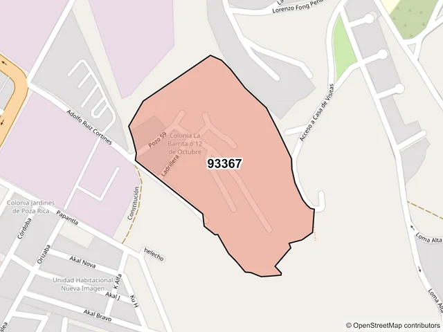 Mapa del código postal 93367, Poza Rica de Hidalgo, Veracruz de Ignacio de la Llave