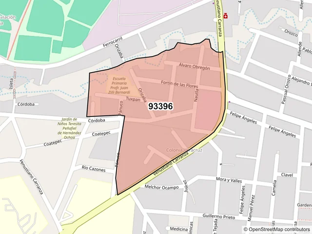 Mapa del código postal 93396, Poza Rica de Hidalgo, Veracruz de Ignacio de la Llave