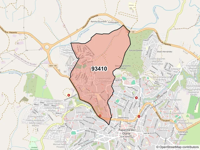Mapa del código postal 93410, Papantla, Veracruz de Ignacio de la Llave