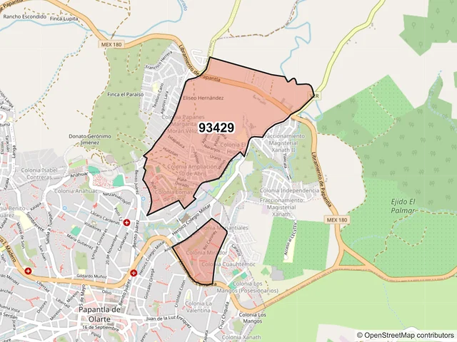 Mapa del código postal 93429, Papantla, Veracruz de Ignacio de la Llave
