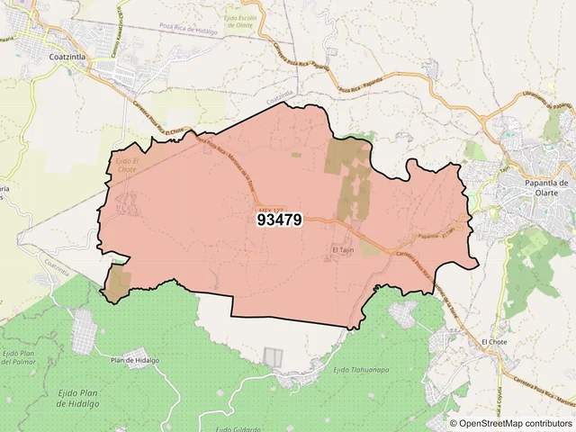 Mapa del código postal 93479, Papantla, Veracruz de Ignacio de la Llave