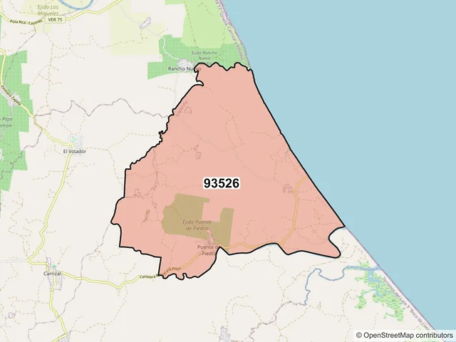 Mapa del código postal 93526, Papantla, Veracruz de Ignacio de la Llave