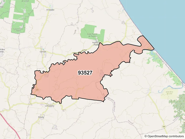 Mapa del código postal 93527, Papantla, Veracruz de Ignacio de la Llave