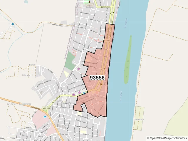 Mapa del código postal 93556, Gutiérrez Zamora, Veracruz de Ignacio de la Llave