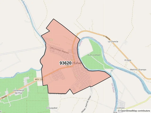 Mapa del código postal 93620, San Rafael, Veracruz de Ignacio de la Llave