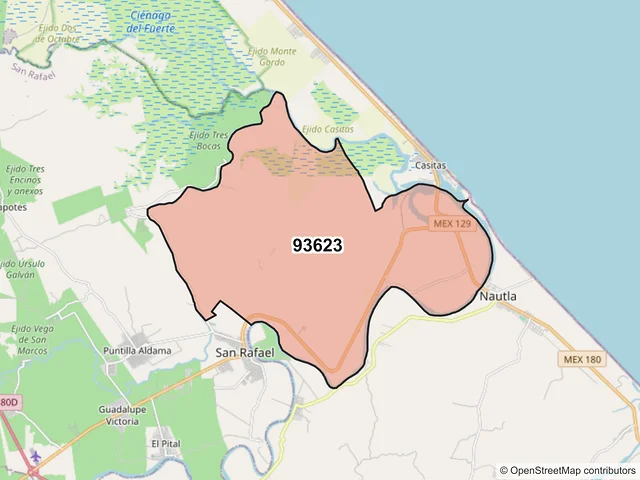 Mapa del código postal 93623, San Rafael, Veracruz de Ignacio de la Llave