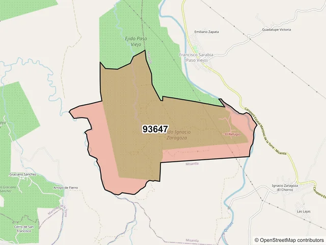Mapa del código postal 93647, Martínez de la Torre, Veracruz de Ignacio de la Llave