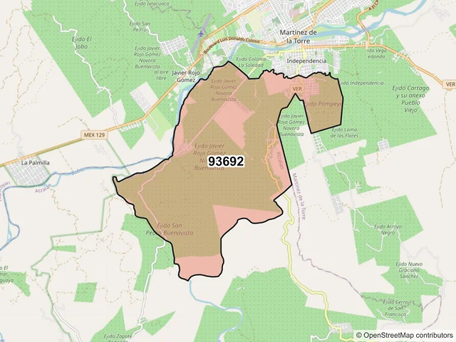 Mapa del código postal 93692, Atzalan, Veracruz de Ignacio de la Llave