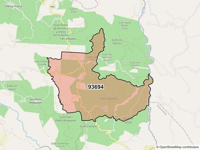 Mapa del código postal 93694, Atzalan, Veracruz de Ignacio de la Llave