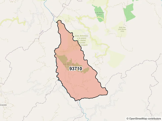 Mapa del código postal 93710, Altotonga, Veracruz de Ignacio de la Llave