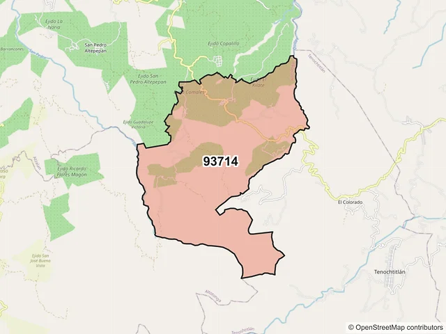 Mapa del código postal 93714, Altotonga, Veracruz de Ignacio de la Llave