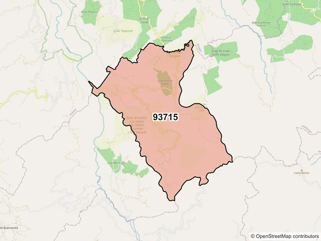 Mapa del código postal 93715, Altotonga, Veracruz de Ignacio de la Llave