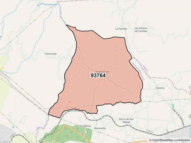 Mapa del código postal 93764, Tatatila, Veracruz de Ignacio de la Llave