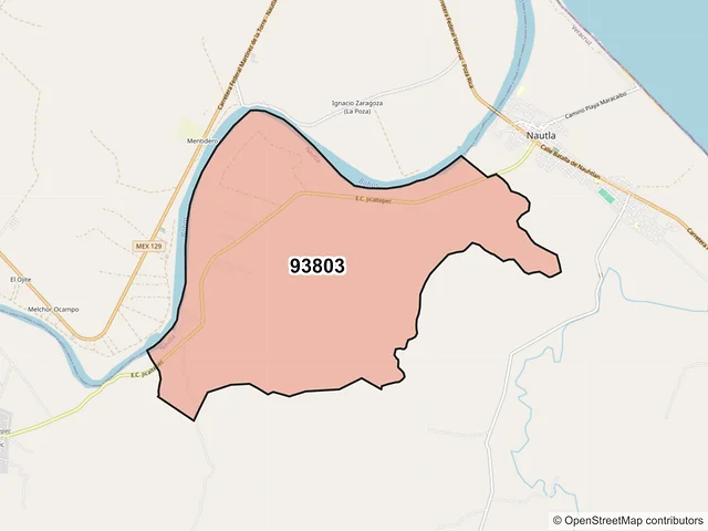Mapa del código postal 93803, Nautla, Veracruz de Ignacio de la Llave