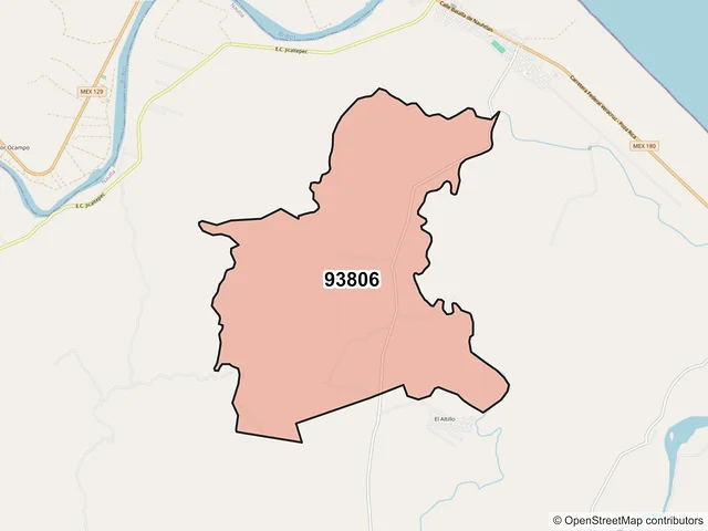 Mapa del código postal 93806, Nautla, Veracruz de Ignacio de la Llave