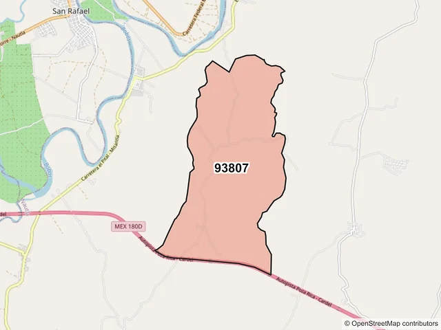 Mapa del código postal 93807, Nautla, Veracruz de Ignacio de la Llave