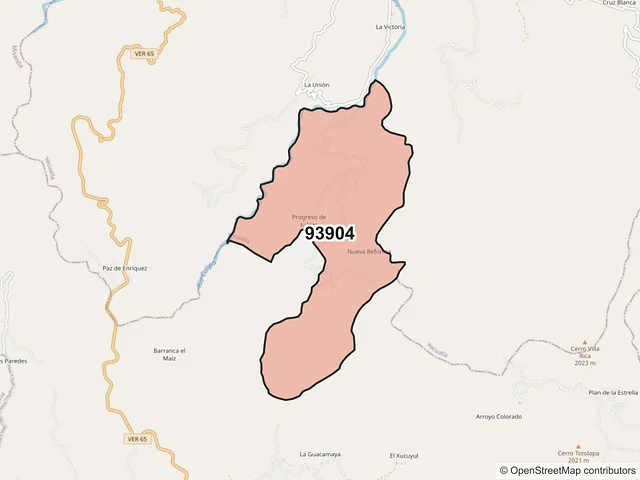 Mapa del código postal 93904, Yecuatla, Veracruz de Ignacio de la Llave