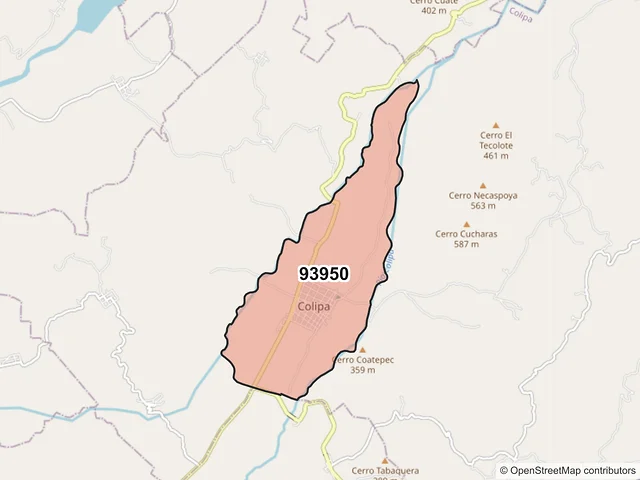 Mapa del código postal 93950, Colipa, Veracruz de Ignacio de la Llave