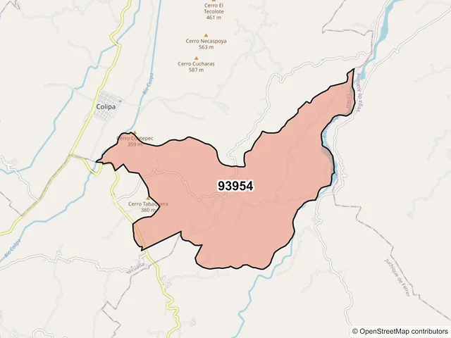 Mapa del código postal 93954, Colipa, Veracruz de Ignacio de la Llave