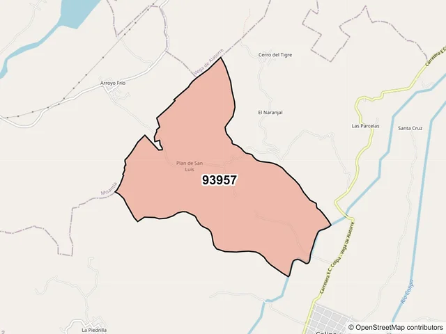 Mapa del código postal 93957, Colipa, Veracruz de Ignacio de la Llave