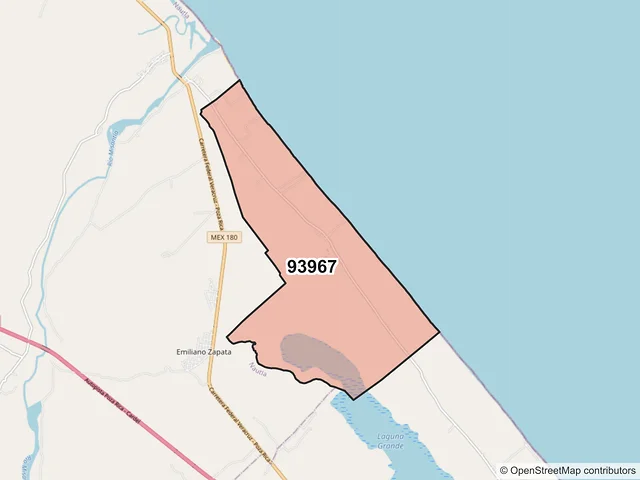 Mapa del código postal 93967, Vega de Alatorre, Veracruz de Ignacio de la Llave